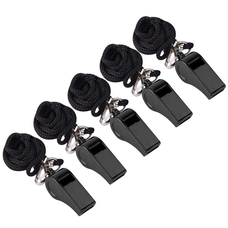 Black Rope Party Training School Játékvezetői Sport Rugby Black Whistle Mazsorett ABS Whistles Cheerleading eszközzel