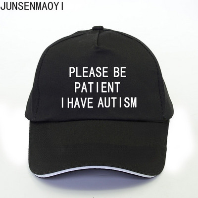 Suvised mehed, naised, palun olge kannatlikud mul on autismi kiri Truckeri müts Vaba aja pesapallimüts Unisex reguleeritav isa päikesemütsid