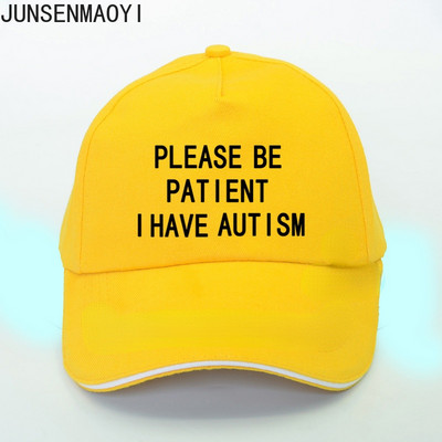 Suvised mehed, naised, palun olge kannatlikud mul on autismi kiri Truckeri müts Vaba aja pesapallimüts Unisex reguleeritav isa päikesemütsid