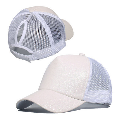 Divatos baseball sapkák női lányok lófarok sapka flitterek fényes rendetlen konty Snapback sapka napsapkák Gorra alkalmi lófarok baseball sapkák