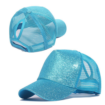 Divatos baseball sapkák női lányok lófarok sapka flitterek fényes rendetlen konty Snapback sapka napsapkák Gorra alkalmi lófarok baseball sapkák