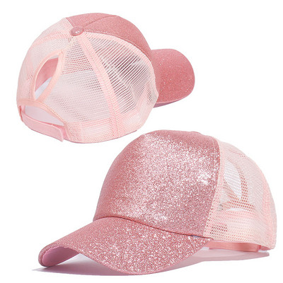 Divatos baseball sapkák női lányok lófarok sapka flitterek fényes rendetlen konty Snapback sapka napsapkák Gorra alkalmi lófarok baseball sapkák