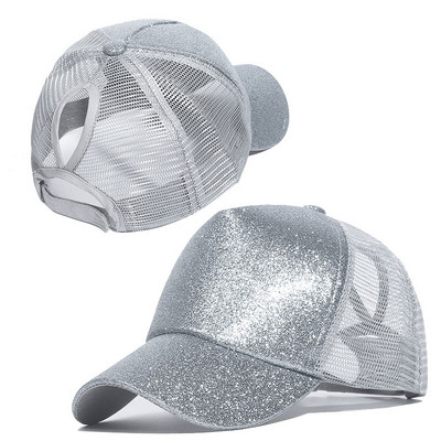 Divatos baseball sapkák női lányok lófarok sapka flitterek fényes rendetlen konty Snapback sapka napsapkák Gorra alkalmi lófarok baseball sapkák