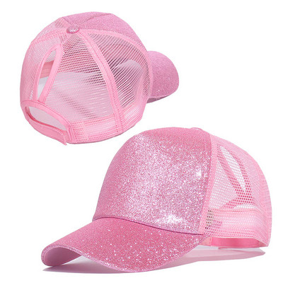 Divatos baseball sapkák női lányok lófarok sapka flitterek fényes rendetlen konty Snapback sapka napsapkák Gorra alkalmi lófarok baseball sapkák