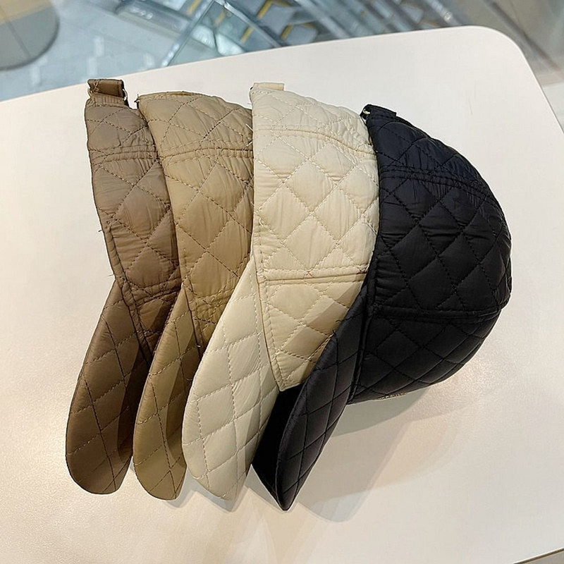 Zimska puhasta pamučna karirana topla bejzbol kapa s izvezenim C-slovom Ležerni jednostavni šeširi za žene Šešir na preklop Ženska hip hop kapa