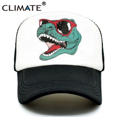 CLIMATE Jurassic Dinosaur Trucker Kepuraitė Vyriška Juokingi Cool Trucker Kepuraitė Jurassic Cool Black Mesh Cool kepuraitė vaikams suaugusiems