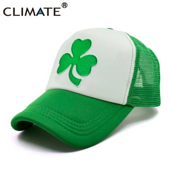 КЛИМАТ Shamrocks Trucker Cap Шапка със зелена шапка за Деня на Свети Патрик Ирландия Ирландски Lucky Shamrocks Cap Шапка с мрежеста шапка St.Patrick за ирландци