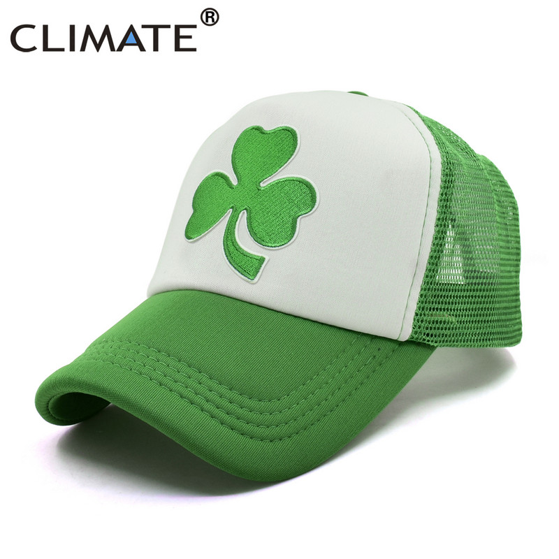CLIMATE Shamrocks Trucker sapka St. Patrick`s Day zöld sapka Írország Irish Lucky Shamrocks sapka St. Patrick hálós sapka Írország számára
