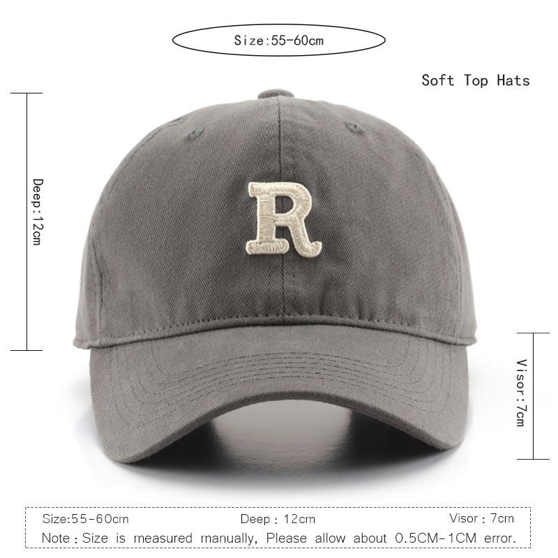 Letter R pesapallimüts naistele Meestele Reguleeritav puuvillane Snapback Müts Juhuslikud hip-hopi mütsid Lahedad tipukübarad Visiirid Mütsid Unisex Mütsid