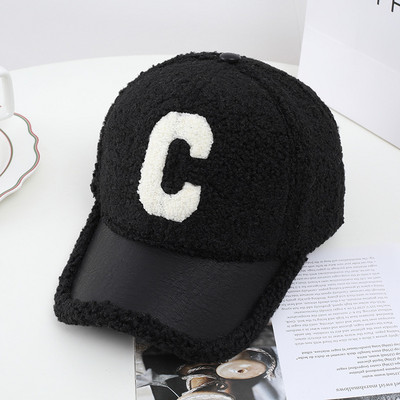 Őszi Tél C betű báránygyapjú baseballsapka divatos apa sapka Snapback melegen tartó sapkák férfiaknak unisex