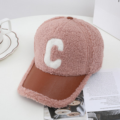 Őszi Tél C betű báránygyapjú baseballsapka divatos apa sapka Snapback melegen tartó sapkák férfiaknak unisex