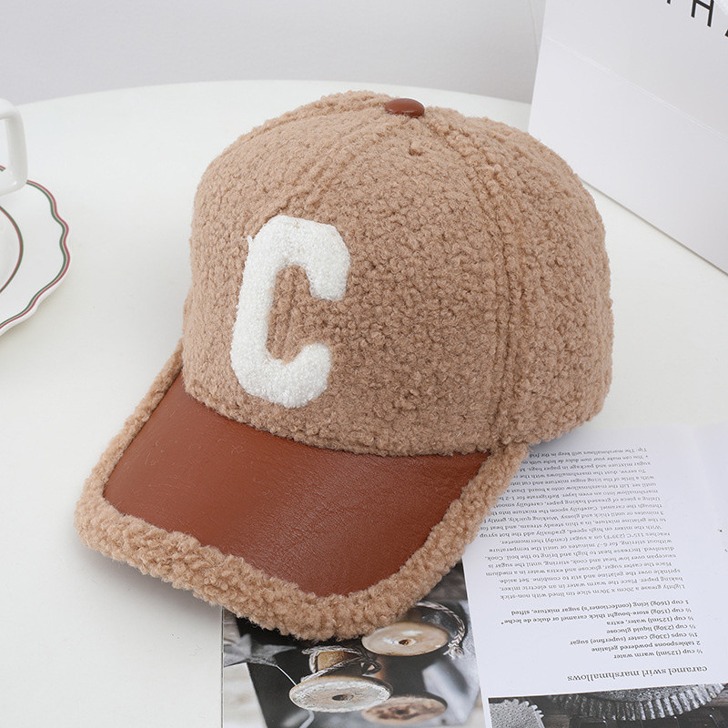 Őszi Tél C betű báránygyapjú baseballsapka divatos apa sapka Snapback melegen tartó sapkák férfiaknak unisex