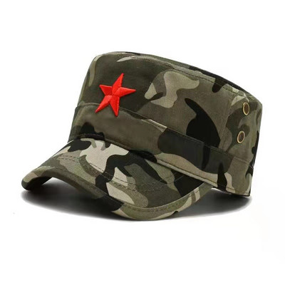 Karinė kepurė Red Star Siuvinėjimo kepurė Karinė skrybėlė Armijos žalia plokščios kepurės vyrams Moterų vintage Bone Vyriška Moteriška armijos kepurė nuo saulės