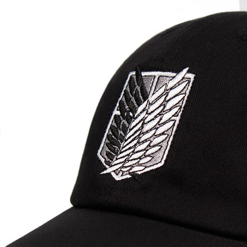 100% памук aot полк Dad Hat бродерия Baseball Cap Жени Мъже Snapback Черен щит Attack on Titan