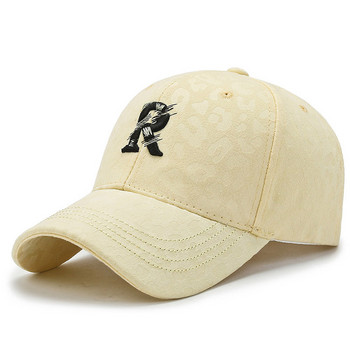 R Κέντημα αλφάβητο καπέλο μπέιζμπολ για άντρες Γυναικείο μονόχρωμο απλό καλοκαιρινό γείσο εξωτερικού χώρου Καπέλα με κορυφές μαλακό βαμβακερό καπέλο casual