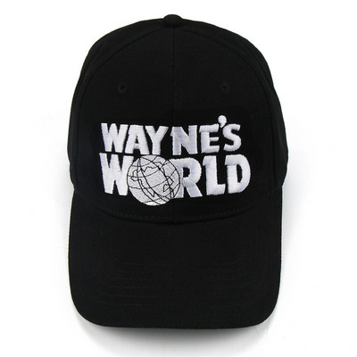 Wayne`s World Black Cap cepure beisbola cepure Modes stila Cosplay Izšūta Trucker Cepure Unisex Tīkla cepure regulējams izmērs