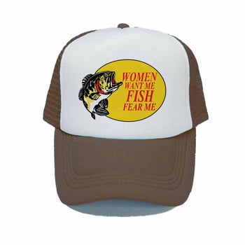 Women Want Me Fish Fear Me Baseball Cap Funny Printing Fishing Trucker Hat Adult Unisex Summer Ling Дишаща Мрежеста Шапка YY380