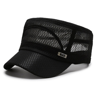 Ühevärviline hingav lame ülaosa meeste reguleeritav pesapallimüts Kevadsuvine päikesekaitse isamüts Truckeri müts meestele