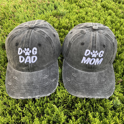 Outdoor Sport Baseball sapkák Nyári Divat Levelek KUTYA PAPA KUTYA MOM Hímzés Állítható Férfi Női Gorra sapkák Csont Hip Hop Kalapok