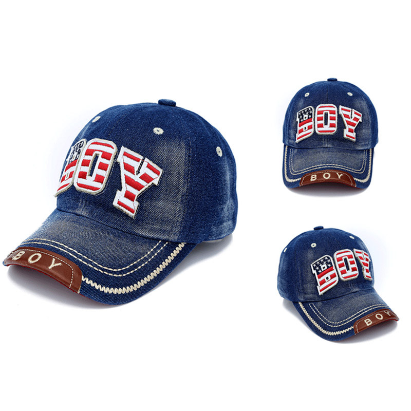 "Fiú" betűs gyerek baseballsapka tavaszi nyár farmer állítható hip-hop snapback sapka kültéri fiúk napsapka gyereksapkák