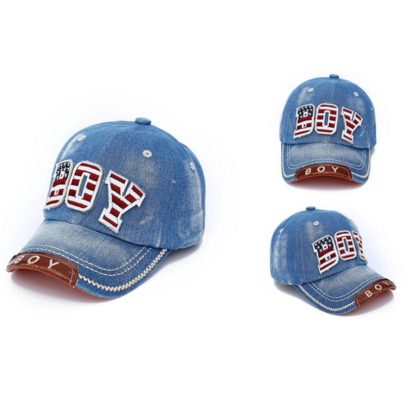 "Fiú" betűs gyerek baseballsapka tavaszi nyár farmer állítható hip-hop snapback sapka kültéri fiúk napsapka gyereksapkák