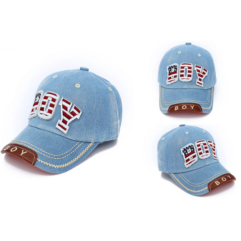 "Fiú" betűs gyerek baseballsapka tavaszi nyár farmer állítható hip-hop snapback sapka kültéri fiúk napsapka gyereksapkák