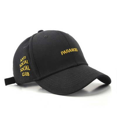 BISENMADE Baseball sapka férfiaknak és nőknek divatos "PARANOID" hímzéses sapka alkalmi snapback sapkák nyári napellenző sapkák uniszex 2022