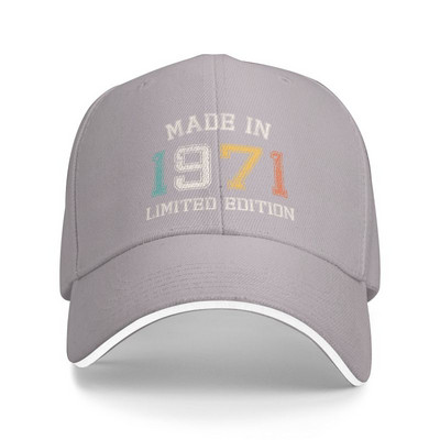 Mood Born in 1971, valmistatud 71 pesapallimüts meestele naistele kohandatud reguleeritav unisex 51. sünnipäev 51. aasta kingitus isamüts kevad