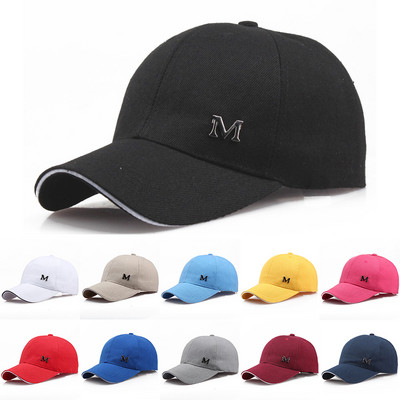 Unisex M Letter beisbola cepures Cietas, regulējamas hiphopa kokvilnas Snapback cepures vīriešiem sievietēm āra sporta golfa skriešanas saules tēta cepures