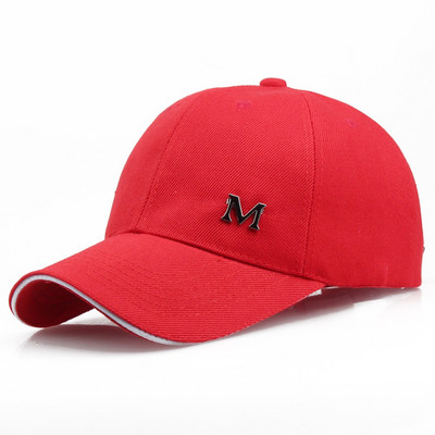 Şapci de baseball cu literă M unisex, șapcă snapback din bumbac, ajustabilă, solidă, hip hop, pentru bărbați, femei, sport în aer liber, golf, alergare, căciuli pentru soare pentru tată