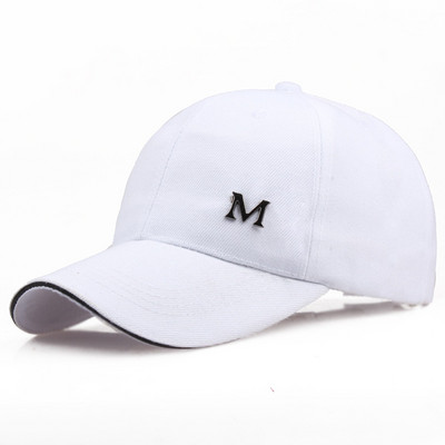 Şapci de baseball cu literă M unisex, șapcă snapback din bumbac, ajustabilă, solidă, hip hop, pentru bărbați, femei, sport în aer liber, golf, alergare, căciuli pentru soare pentru tată