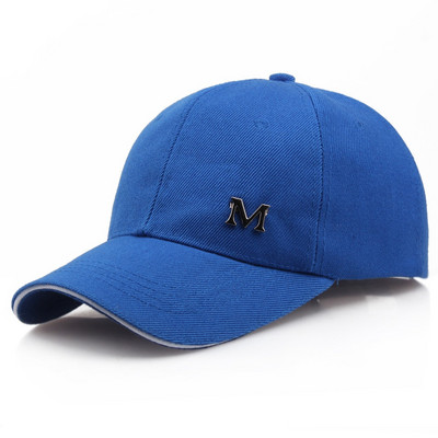 Şapci de baseball cu literă M unisex, șapcă snapback din bumbac, ajustabilă, solidă, hip hop, pentru bărbați, femei, sport în aer liber, golf, alergare, căciuli pentru soare pentru tată