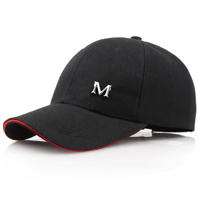 Şapci de baseball cu literă M unisex, șapcă snapback din bumbac, ajustabilă, solidă, hip hop, pentru bărbați, femei, sport în aer liber, golf, alergare, căciuli pentru soare pentru tată