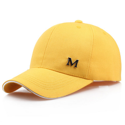 Şapci de baseball cu literă M unisex, șapcă snapback din bumbac, ajustabilă, solidă, hip hop, pentru bărbați, femei, sport în aer liber, golf, alergare, căciuli pentru soare pentru tată