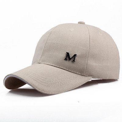 Şapci de baseball cu literă M unisex, șapcă snapback din bumbac, ajustabilă, solidă, hip hop, pentru bărbați, femei, sport în aer liber, golf, alergare, căciuli pentru soare pentru tată