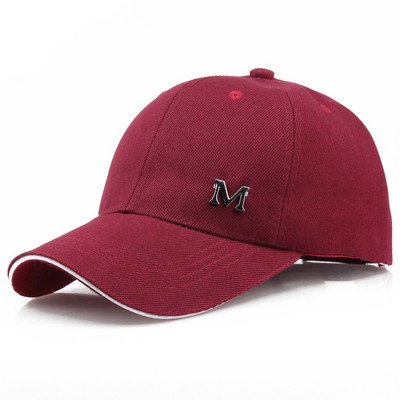 Şapci de baseball cu literă M unisex, șapcă snapback din bumbac, ajustabilă, solidă, hip hop, pentru bărbați, femei, sport în aer liber, golf, alergare, căciuli pentru soare pentru tată