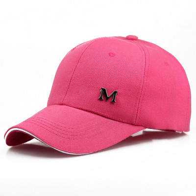 Şapci de baseball cu literă M unisex, șapcă snapback din bumbac, ajustabilă, solidă, hip hop, pentru bărbați, femei, sport în aer liber, golf, alergare, căciuli pentru soare pentru tată