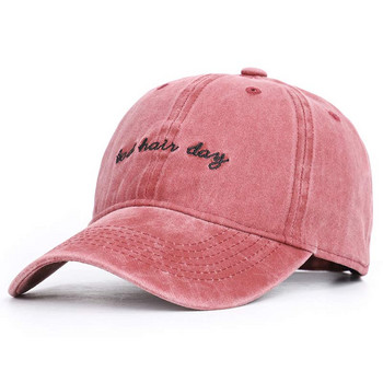 Жени, мъже, бродерия, бейзболна шапка с букви от 6 панела, изпрана ретро памучна шапка на татко, розово, тъмно сиво