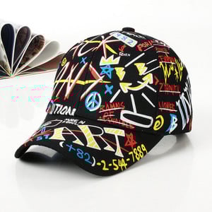 Korea stiilis kirjade trükkimine Graffiti pesapallimüts naistele Meestele Mood Kevadsuvi Snapback Hip Hop Cap Visiir Puuvillane Isamüts