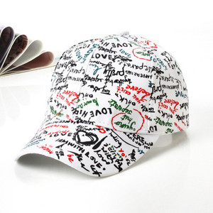 Korea stiilis kirjade trükkimine Graffiti pesapallimüts naistele Meestele Mood Kevadsuvi Snapback Hip Hop Cap Visiir Puuvillane Isamüts