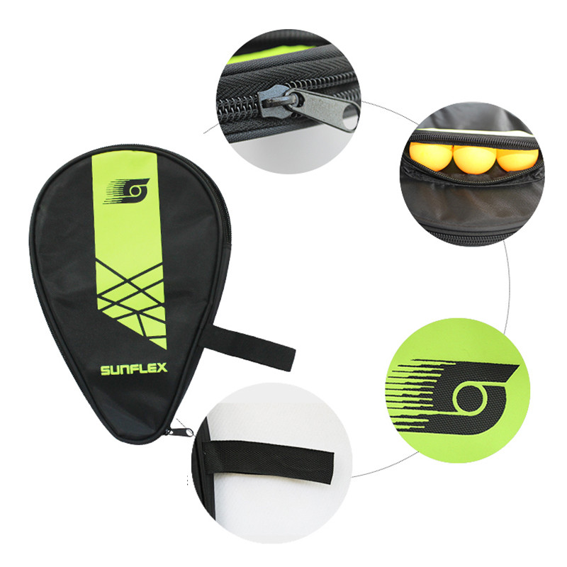 Oxford Gourd formos stalo teniso raketės dėklas su išoriniu užtrauktuku užsegamu krepšiu 3 stalo teniso kamuoliukams