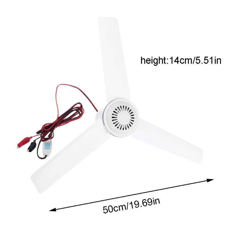 12V 24V Buitinis tylus lubų baldakimo ventiliatorius Kabantis Stovyklavietės pakabos ventiliatorius, skirtas žygiams lauke, kepsninė Namai bendrabučio lova