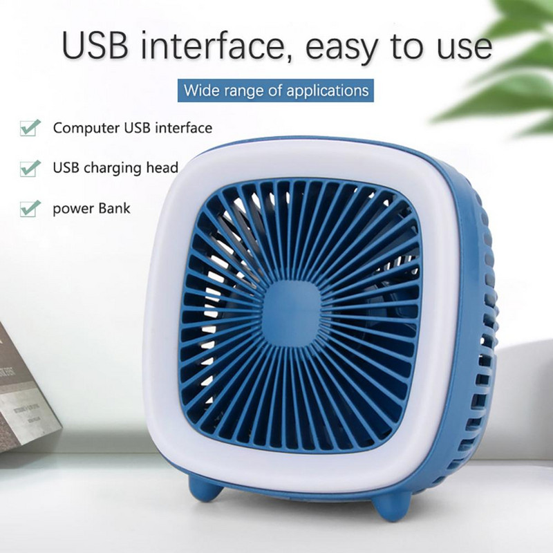 Suvine 3-kiiruseline USB-laetav retrostiilis lahe miniventilaatoriga teleritüüpi ventilaator LED-valgusega lauaarvuti lauaventilaatoriga