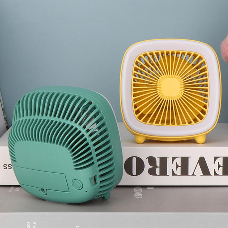 Suvine 3-kiiruseline USB-laetav retrostiilis lahe miniventilaatoriga teleritüüpi ventilaator LED-valgusega lauaarvuti lauaventilaatoriga
