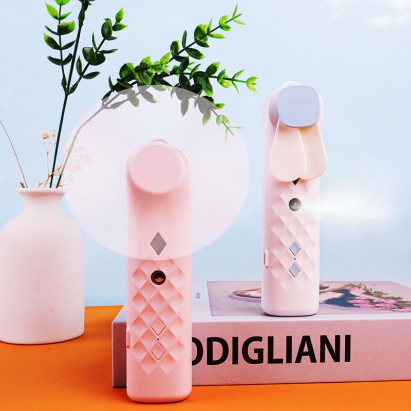 2 az 1-ben hordozható mini ventilátor párásító USB újratölthető kézi ventilátor vízpermet köd ventilátor arc pároló klíma klíma hűtőventilátor