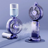 5000 mAh sulankstomas elektrinis ventiliatorius USB įkraunamas oro aušinimo ventiliatoriaus purškimo funkcija 5 greičių skaitmeninis ekranas rankinis ventiliatorius vasarai