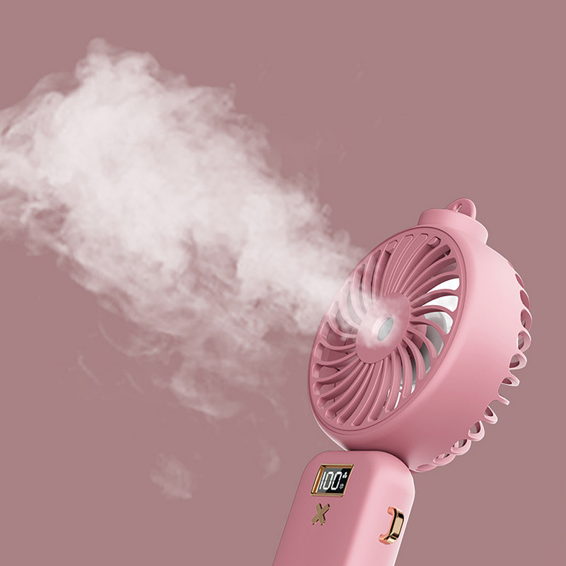 5000 mAh sulankstomas elektrinis ventiliatorius USB įkraunamas oro aušinimo ventiliatoriaus purškimo funkcija 5 greičių skaitmeninis ekranas rankinis ventiliatorius vasarai