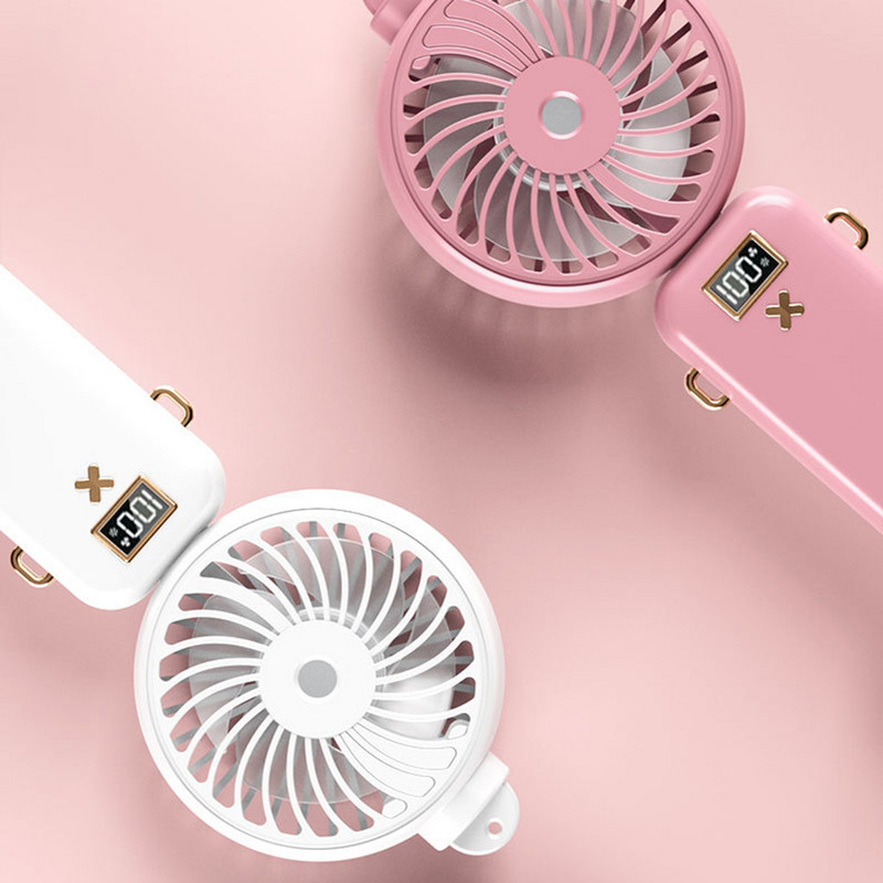 5000 mAh sulankstomas elektrinis ventiliatorius USB įkraunamas oro aušinimo ventiliatoriaus purškimo funkcija 5 greičių skaitmeninis ekranas rankinis ventiliatorius vasarai