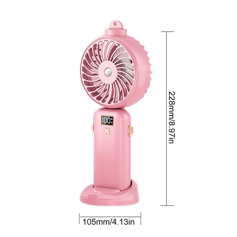 5000 mAh sulankstomas elektrinis ventiliatorius USB įkraunamas oro aušinimo ventiliatoriaus purškimo funkcija 5 greičių skaitmeninis ekranas rankinis ventiliatorius vasarai