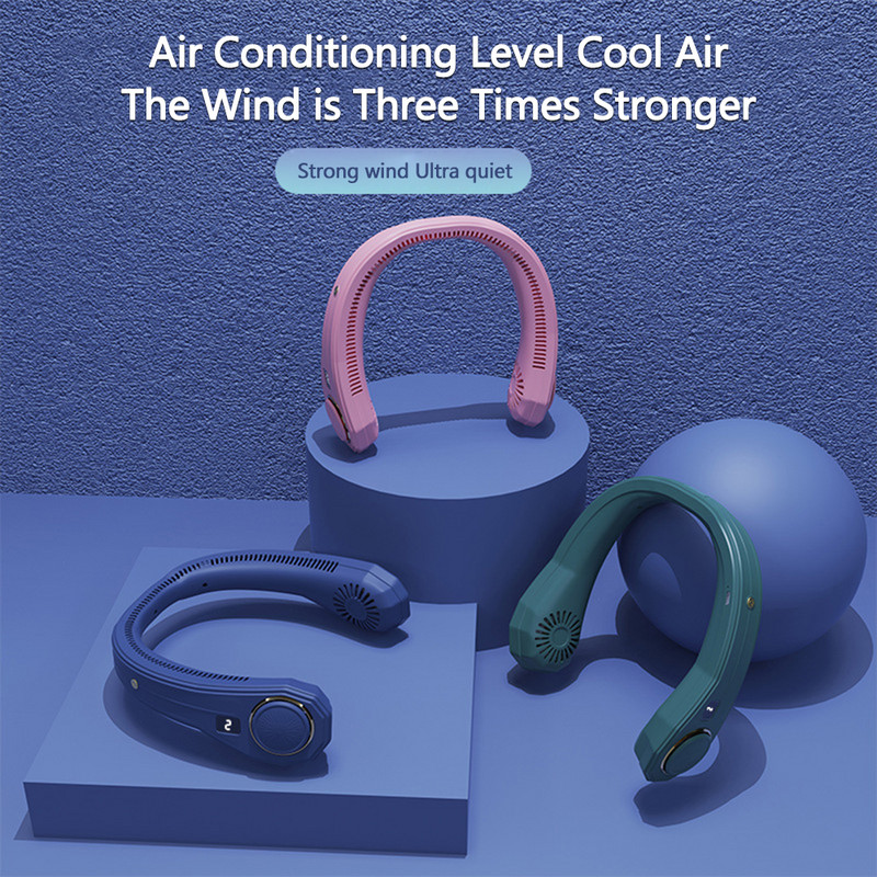 Nešiojamas kaklo ventiliatorius Elektrinis belaidis ventiliatorius USB įkraunamas skaitmeninis ekranas Vasarinis vėsinamasis kabantis ventiliatorius lauke asmeninis ventiliatorius
